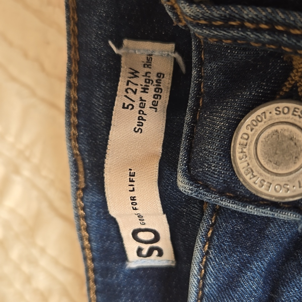 SO Super High Rise Button Fly Jegging Jeans Dark Wash Size 27 - Picture 10 of 17